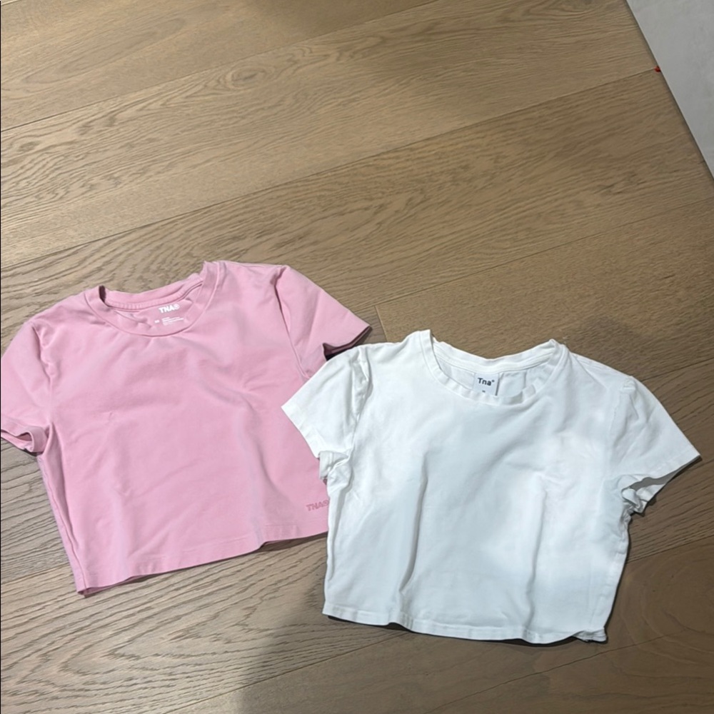 TNA Pink and White Short Sleeve Tees